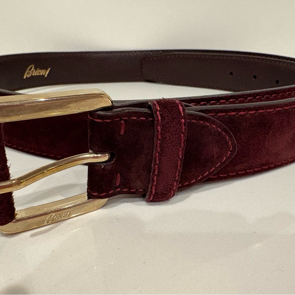 Brioni Deep Maroon Suede Belt  with Luxurious Finish Size 40